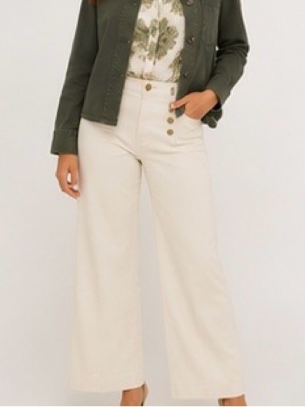 Anne Klein White Sailor Wide-Leg Pants | Size Small